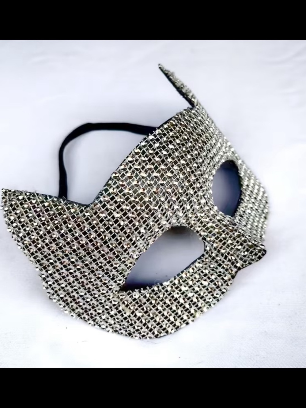 Rhinestone Cat Eye Mask in Silver NWT